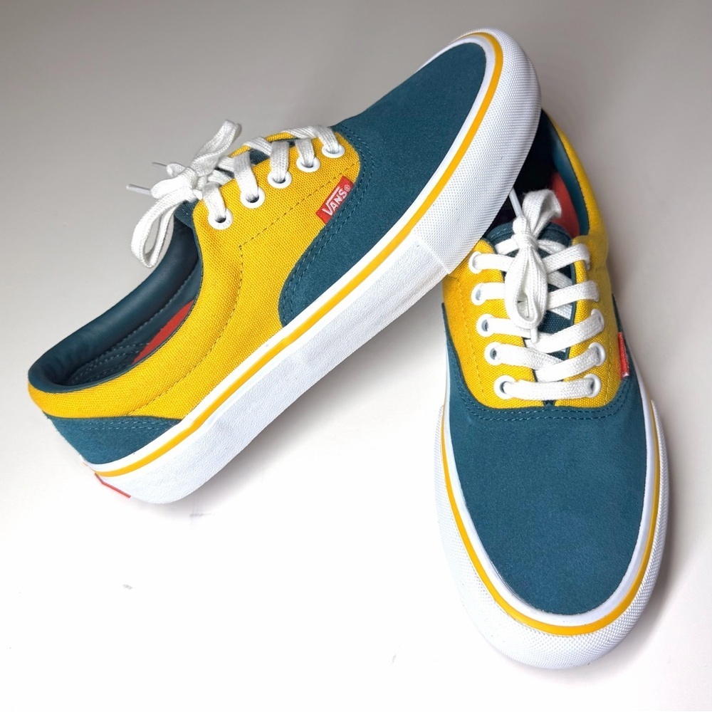 Vans Men's Era Pro Prime Atlantic Green Yellow Canvas Suede shoes Size- 7.5 - Picture 3 of 10